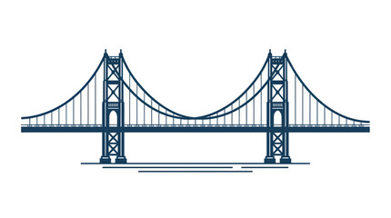 Obraz premium Iconic Suspension Bridge Silhouette, Architectural Landmark, Engineering Marvel
