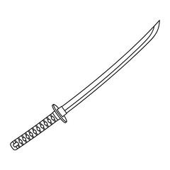 Fototapeta premium Sharp japanese katana sword drawn in a clean vector illustration style
