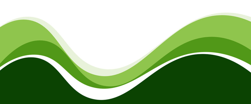 Abstract green wave background, Vector green line background curve element with white space for text and message design, overlapping layers.