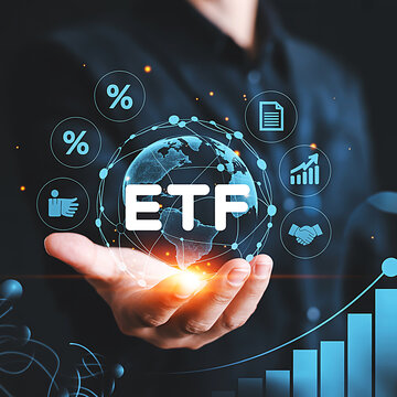 Digital representation of an Exchange Traded Fund (ETF) in a global network, symbolizing modern investment strategies and financial growth through technological advancement