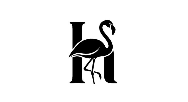 Black and white flamingo logo design.