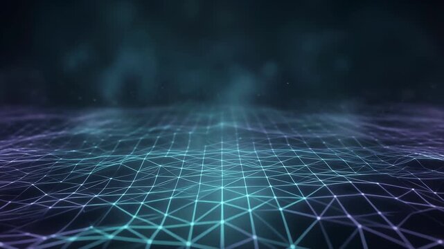 Abstract digital grid with interconnected glowing lines on dark background