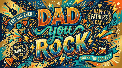 Fototapeta premium Dad You Rock Typography Artwork