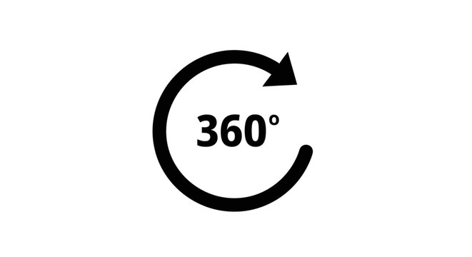 Minimalist 360 Degree Rotation Arrow Sign Representing Complete Cycle and Directional Update
