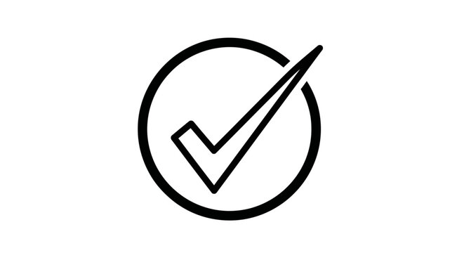 Minimalist Black Checkmark Symbol Inside A Circular Border Design For UI And Web Interface Verification