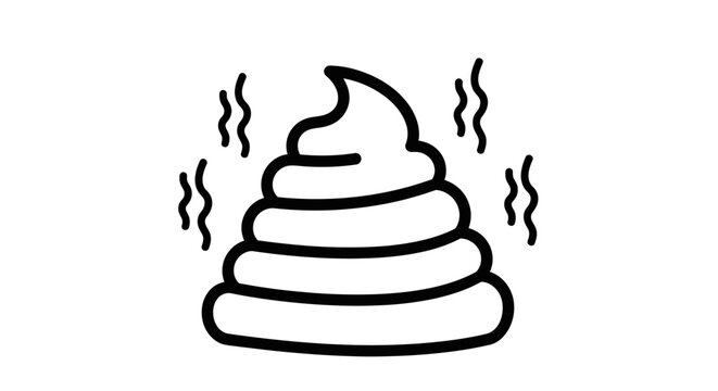Minimalist vector illustration of a smelly pile of feces with odor lines on white background