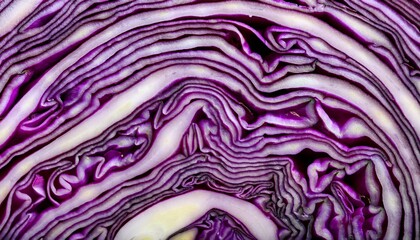 Obraz premium Extreme Close Up Of Red Cabbage Layers Showing Organic Patterns