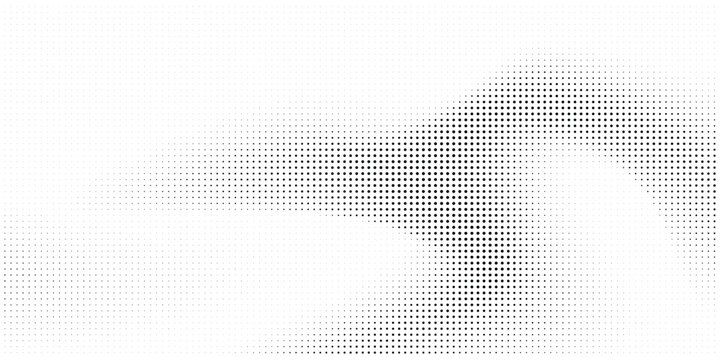 Abstract halftone dot pattern featuring a prominent circular shape on a clean white background, halftone
