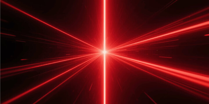 Cyberpunk cinematic red starburst background with explosive cross laser rays for gaming