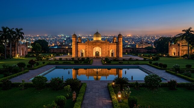 Lalbagh fort in dhaka, bangladesh at twilight