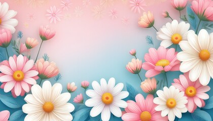 Fototapeta premium Soft Daisy Flower Background Fresh Motherrs Day Floral Design