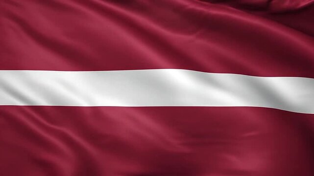 A waving red flag with a white horizontal stripe is shown in four frames