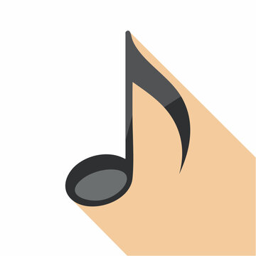 Single Music Note Icon with Long Shadow