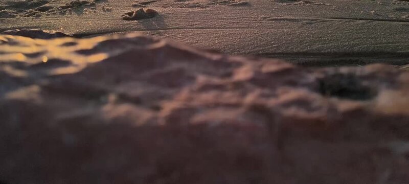 An abstract, outoffocus closeup of a dark textured surface catching the warm golden glow of sunset, evoking a moody and mysterious atmosphere. Perfect background design. Nobody.