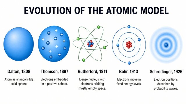 Evolution of Atomic Model Diagram from Dalton to Schrodinger for Educational Science