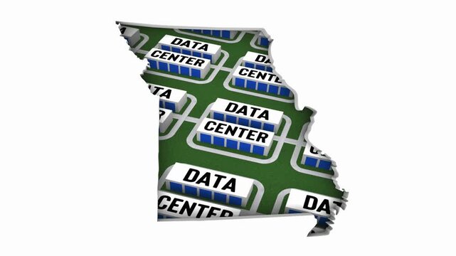 Missouri MO Map Data Centers Building Development State Law Ban Regulation 3d Animation