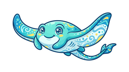 Fototapeta premium Cute Stingray Kawaii Vector Illustration