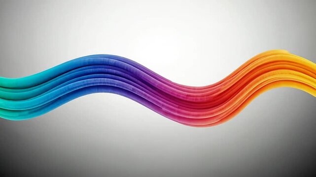 A vibrant multi-colored wave flowing across a neutral gradient background