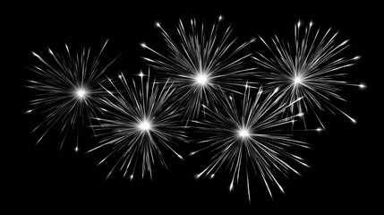Fototapeta premium Five bright fireworks bursting in a dark sky