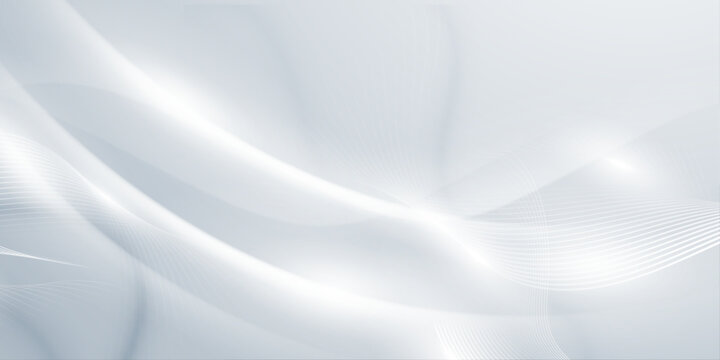 Abstract background featuring smooth flowing white and grey gradient waves with delicate light lines.