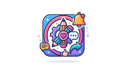 Naklejka premium Social Media Content Creation Icon