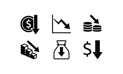 Fototapeta premium Financial market crash and economic crisis symbol collection.
