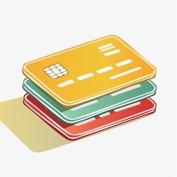 Stack of Colorful Credit Cards with Chip