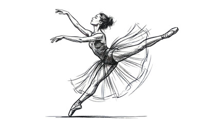 Ballet Dancer Performing Graceful Pose Sketch © febri