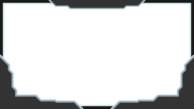 Futuristic gaming overlay border for live streaming or webcam interface with HUD style