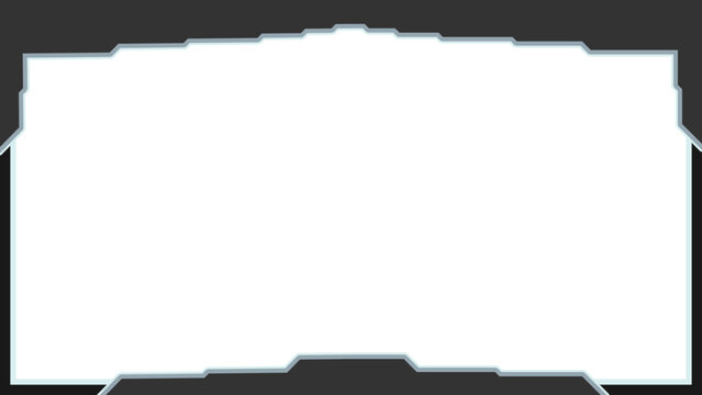 Blank White Rectangular Label Frame with Light Blue Border on Dark Grey Background