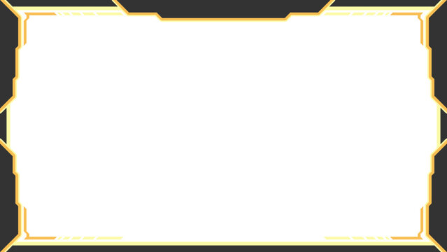 Futuristic Gaming Stream Overlay Frame with Yellow Sci-Fi Tech Border Design