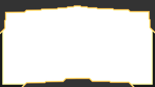 Golden pixel art frame with white space for gaming overlay and futuristic user interface