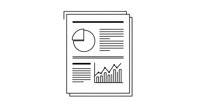 Illustration of a Business Newspaper with Charts and Graphs for Reports.