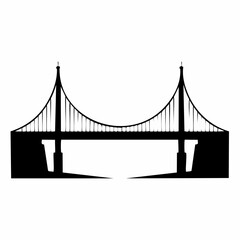Fototapeta premium Large suspension bridge silhouette icon for infrastructure design with suspension infrastructure transport architecture engineering crossing