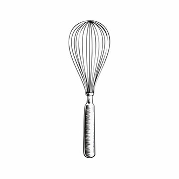 Kitchen balloon whisk vector illustration for cooking with culinary illustration monochrome isolated equipment preparation whipping handheld