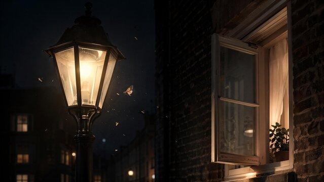 repeatedly. Moth circling a street lamp and repeatedly hitting the light source. wellbeing guides, coaching materials, designed for coaching and self-improvement content.