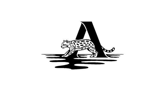 Black and white leopard logo with letter A design.
