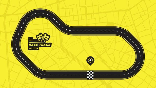 Road track or Race track isolated on yellow background.