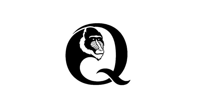 Gorilla Head Integrated into Letter Q Design.