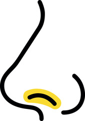 Fototapeta premium Minimalist Human Nose Profile Icon with Yellow Highlight