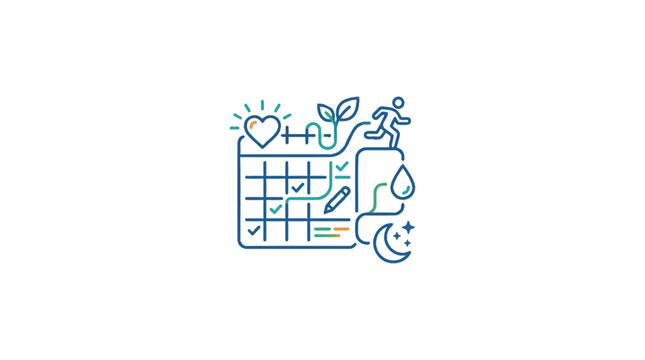 Healthy lifestyle habit tracking concept line art icon.