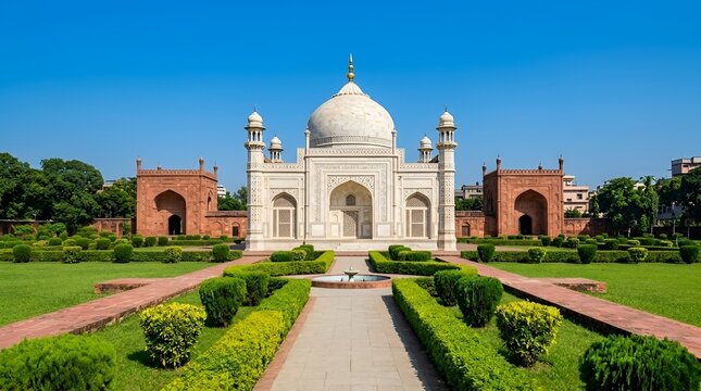 Lalbagh fort mosque in dhaka, bangladesh, a historic 17thcentury mughal architecture monument with white marble and red brick
