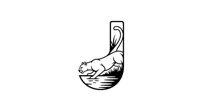 Minimalist line art of a cat in a crescent moon.