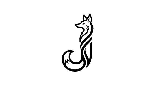 Elegant black and white fox silhouette illustration.