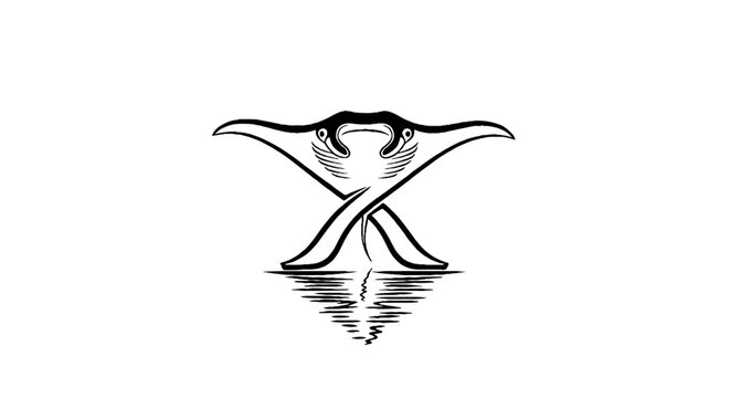 Elegant black and white manta ray logo design.