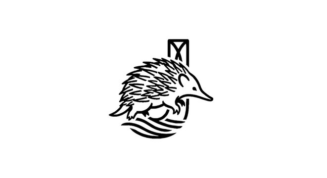 Stylized Echidna Logo with Wavy Lines Design.