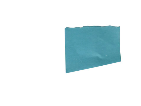Small piece of blue torn paper with rough edges isolated for design use and creative scrapbooking isolated on transparent background