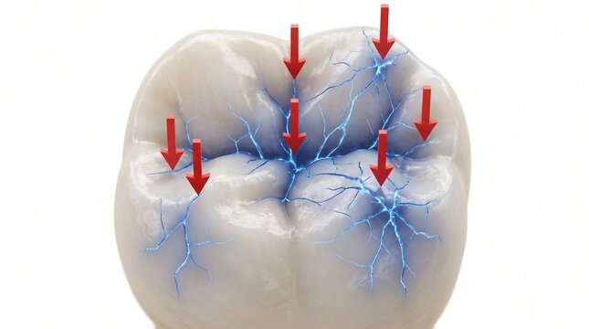 3D Microscopic Diagram of Enamel Micro-Fractures Caused by Bruxism
