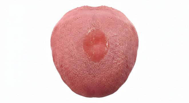 High-Resolution 3D Render of Median Rhomboid Glossitis Pathology, Suitable for Science Education, Isolated on White Background