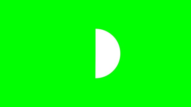 Minimalist White Pie Chart Graphic Element on Vibrant Chroma Key Green Screen Background